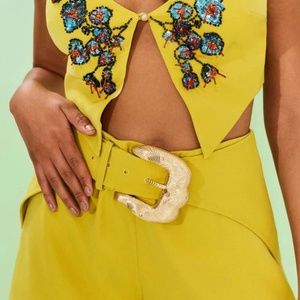 Cult Gaia Flora Top & Shorts Set in Citron- M